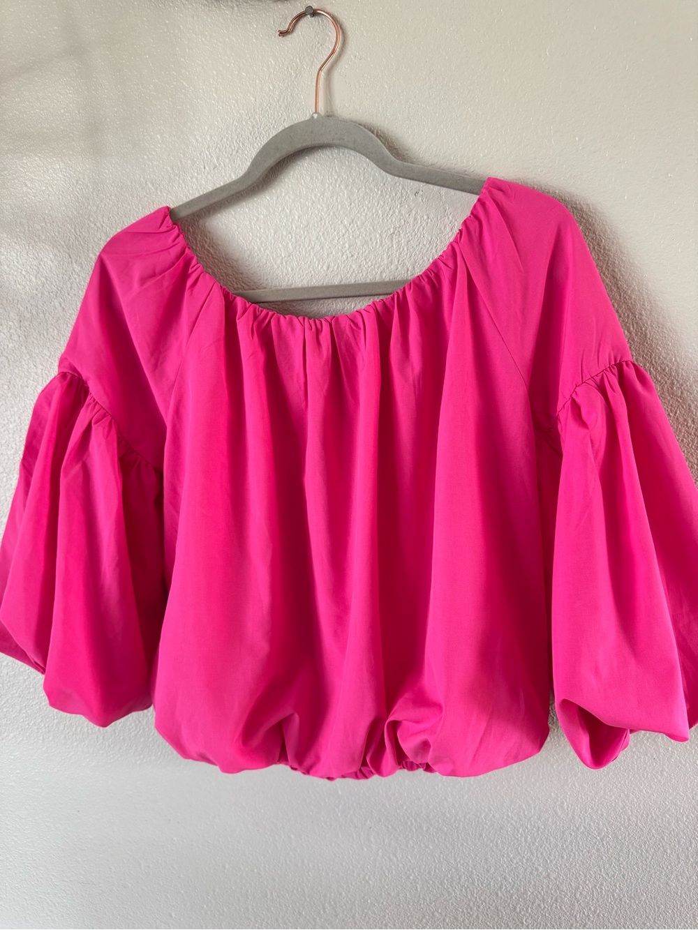 A. Calin by Flying Tomato Bright Pink Puff-Sleeve Women's Top